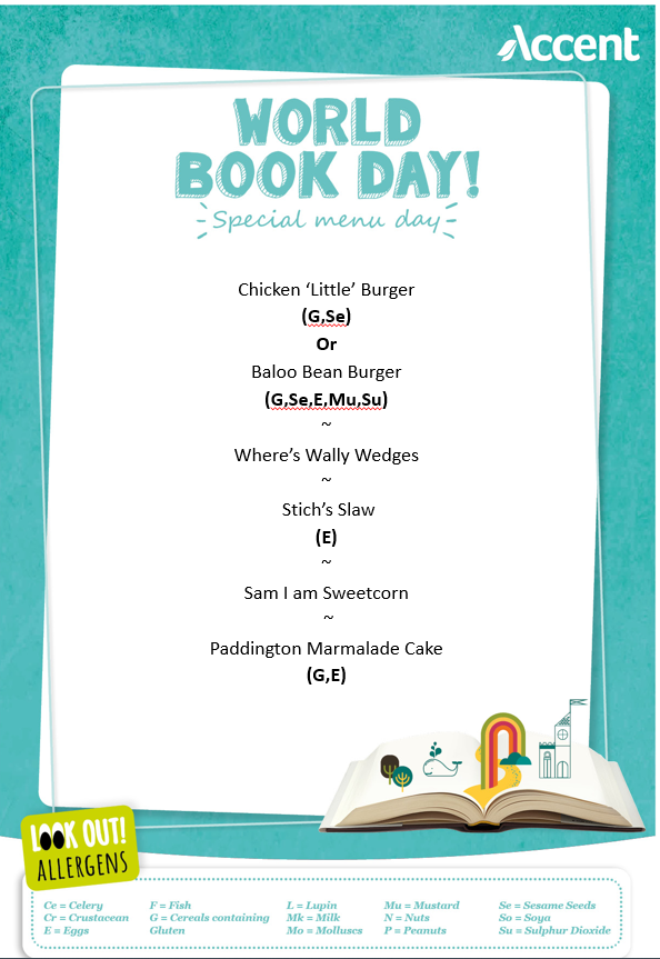 World Book Day Menu- 5/3